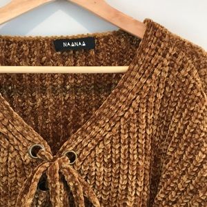Nasty Gal Sweaters - Nasty Gal lace-up chenille sweater Nasty Gal Sweaters - Nasty Gal lace-up chenille sweater